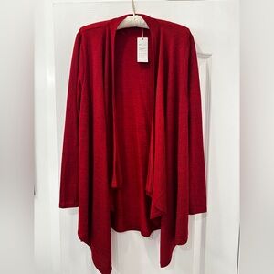 Elegant Red Open Front Cardigan by Casa Donna New with Tags
